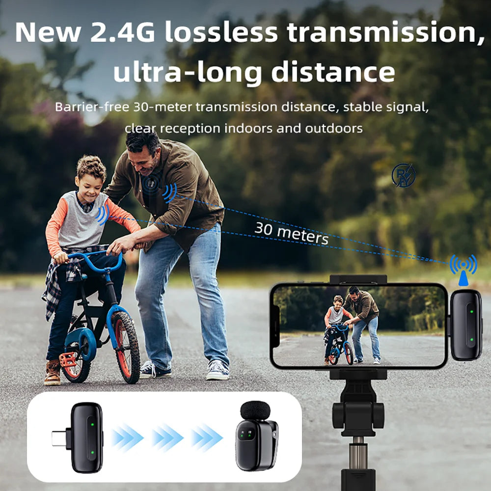 K9 Dual Wireless Lavalier Microphone – Noise Reduction Type-C Mic Set
