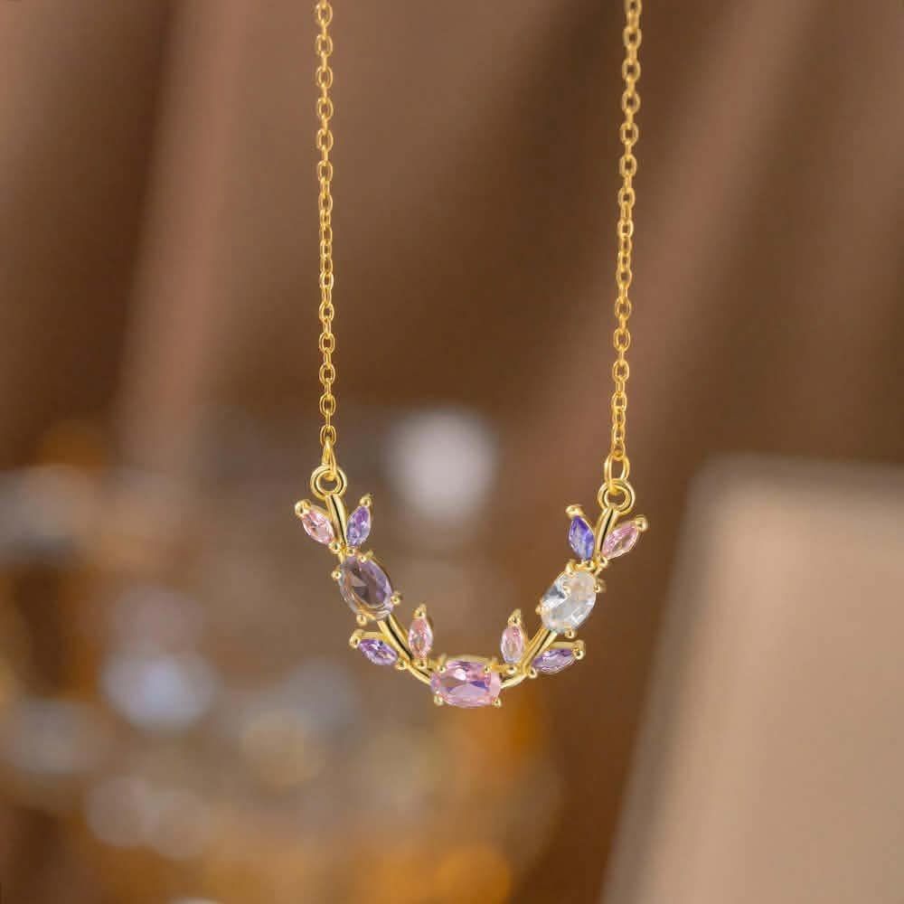 Elegant Crystal Blossom Pendant Necklace – Gold Plated Luxury Jewelry